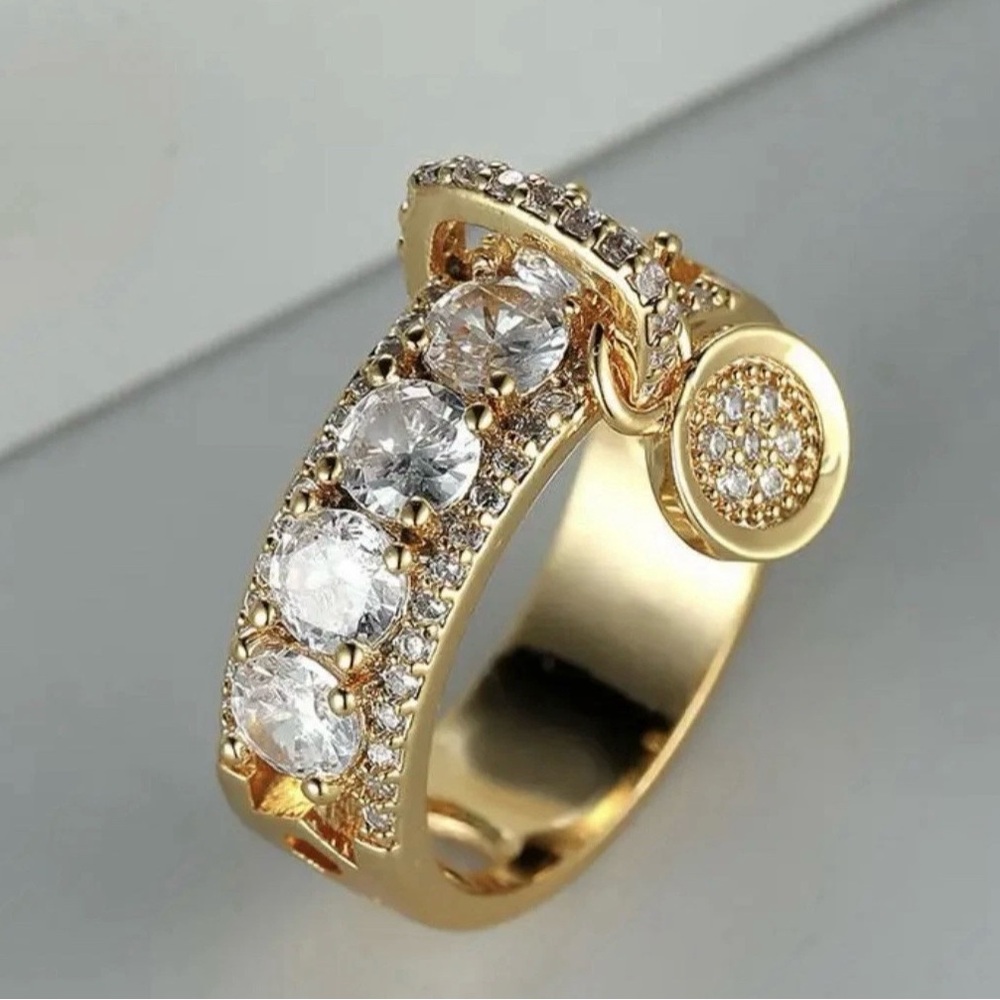 Simulated Gold Diamond Ring - Picture 2 of 5